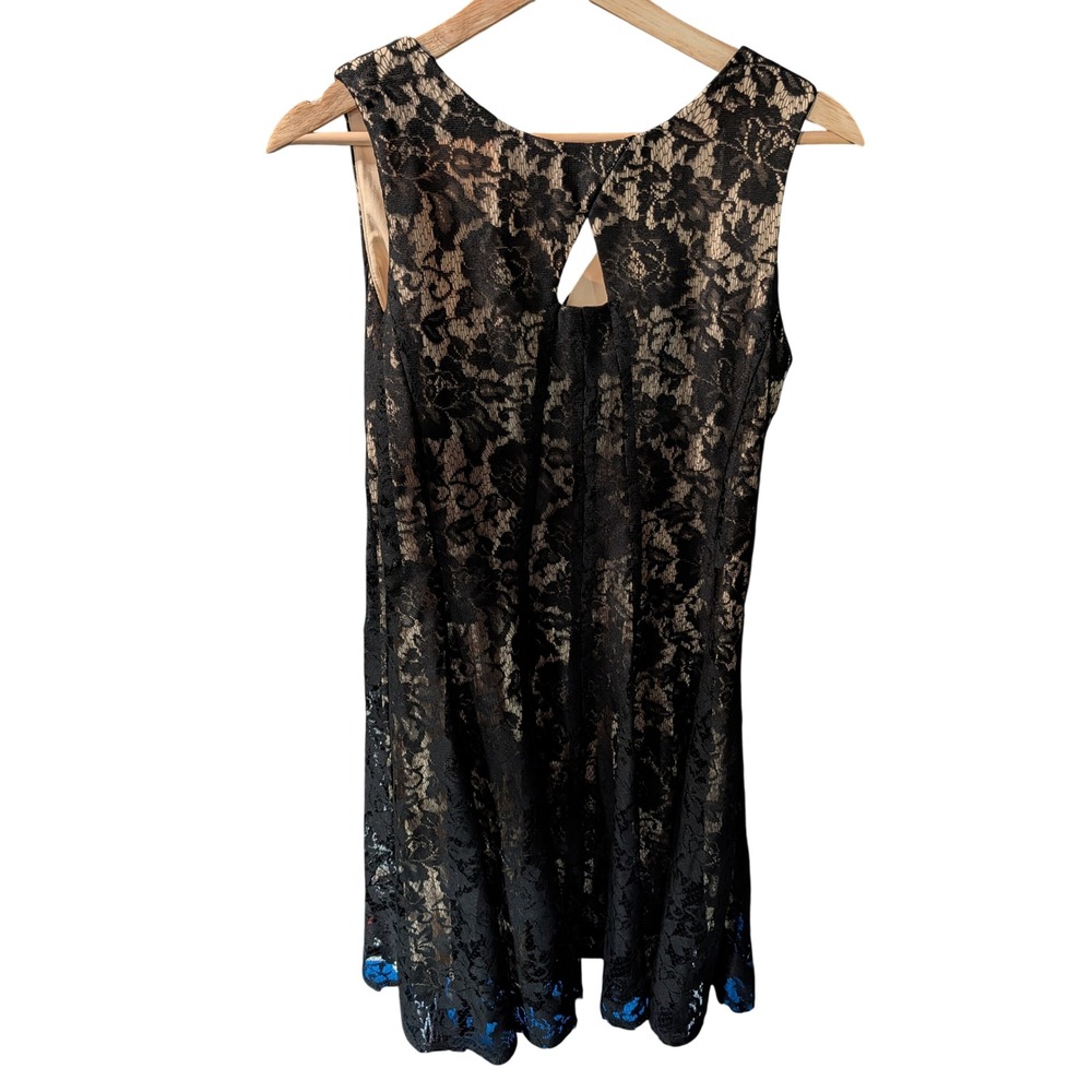 Danny and Nicole Womens Black Floral Lace Sleeveless Cocktail Dress Size 6